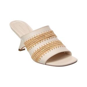 Simkhai Shadow Mule Raffia & Leather Sandal, Cream